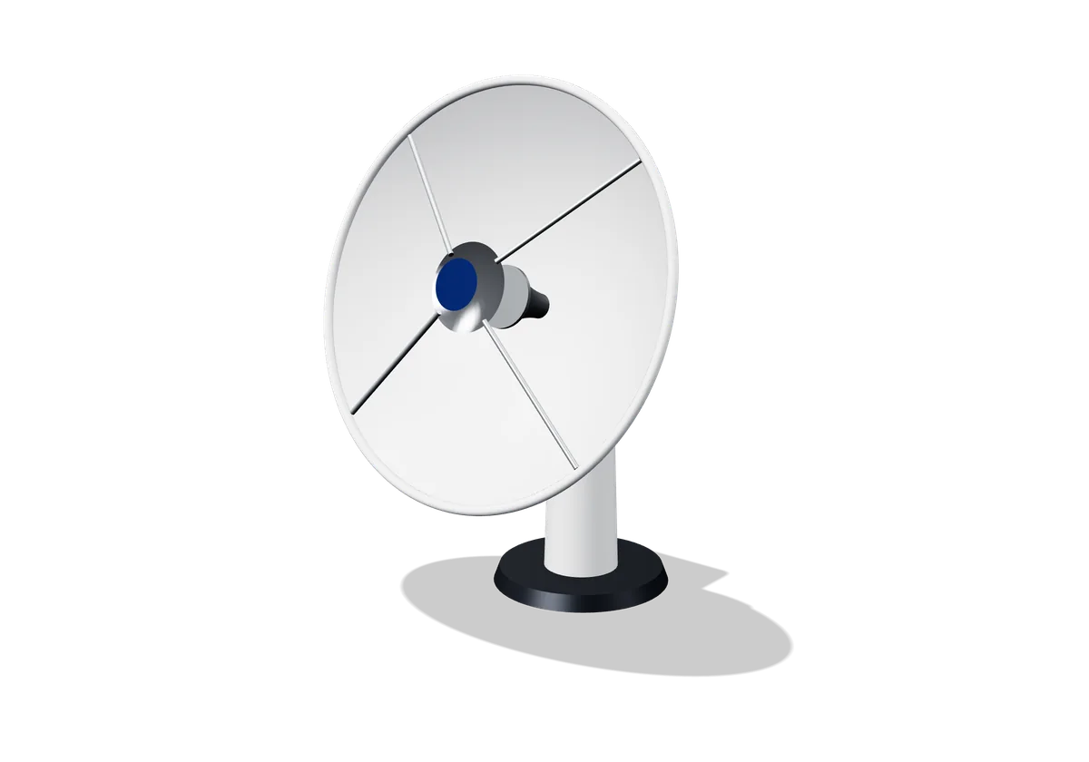 3D render of Cassegrain dual-reflector antenna