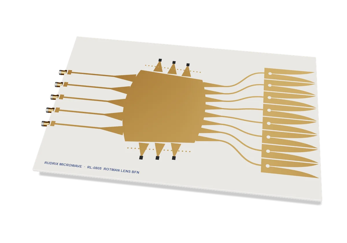 3D render of Rotman lens beamformer feeding a linear array